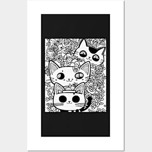 Beautiful Black and White Cat Illustration - Modern Art Posters and Art